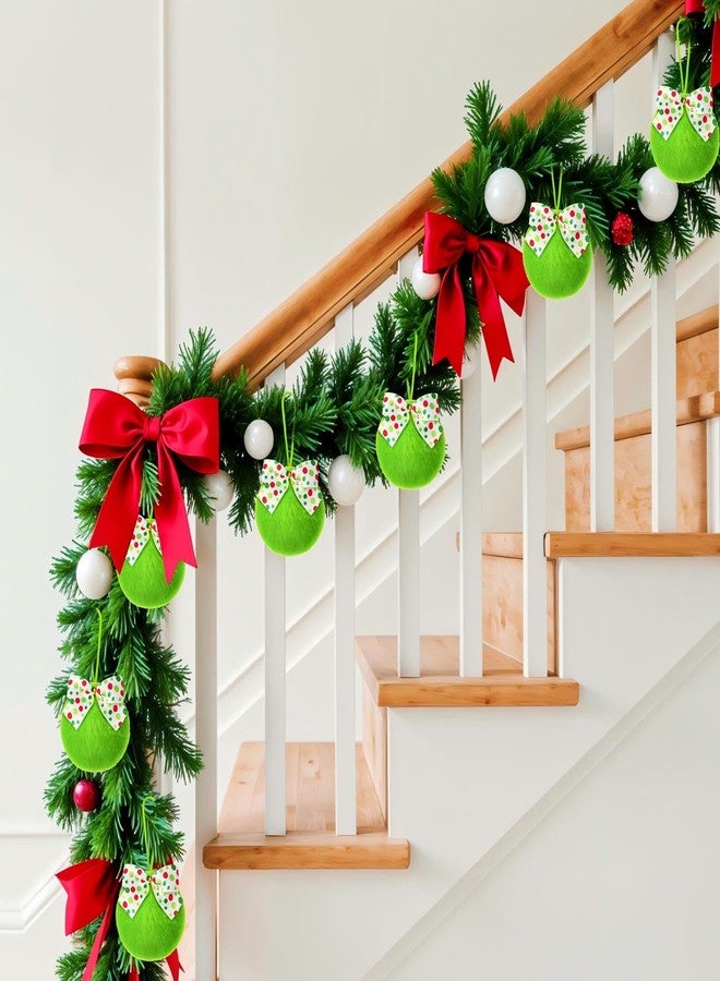 DEYIXUN 12 Pcs Lime Green Furry Christmas Ball Ornaments Xmas Green Furry Ornaments Christmas Ball Hanging Decorations for Tree Fireplace Mantel Staircase Wreath, Xmas Party Home Decorations Supplies - Image 5